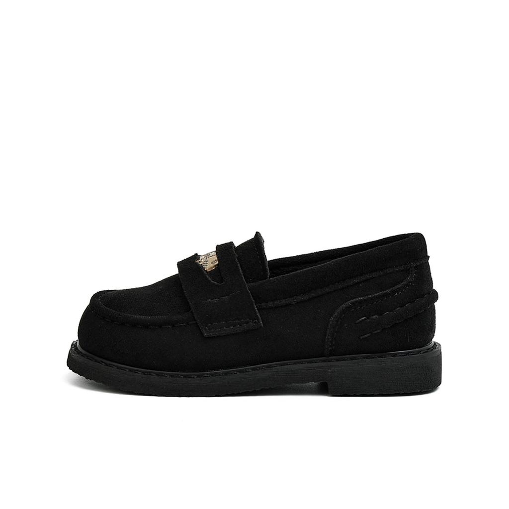 XSHX Samt Slipper | Jungen und Mädchen Retro Münzschuhe Französische Miao Lederschuhe Kleid Lässig Gala Herbst und Winter