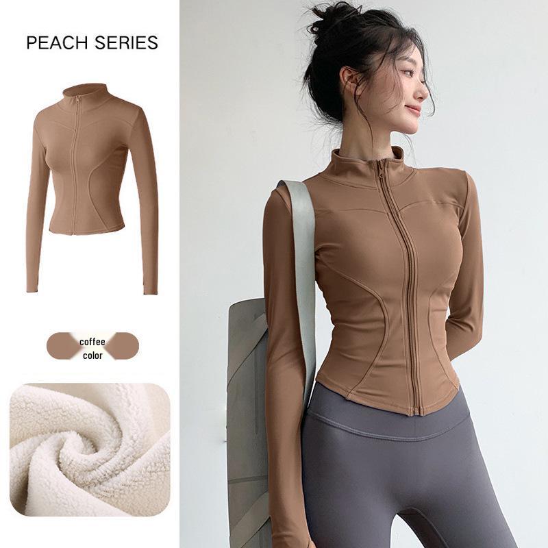 Women's Slim-Fit Fleece-Lined Running Jacket - Autumn/Winter 2025 Yoga & Fitness Long Sleeve.