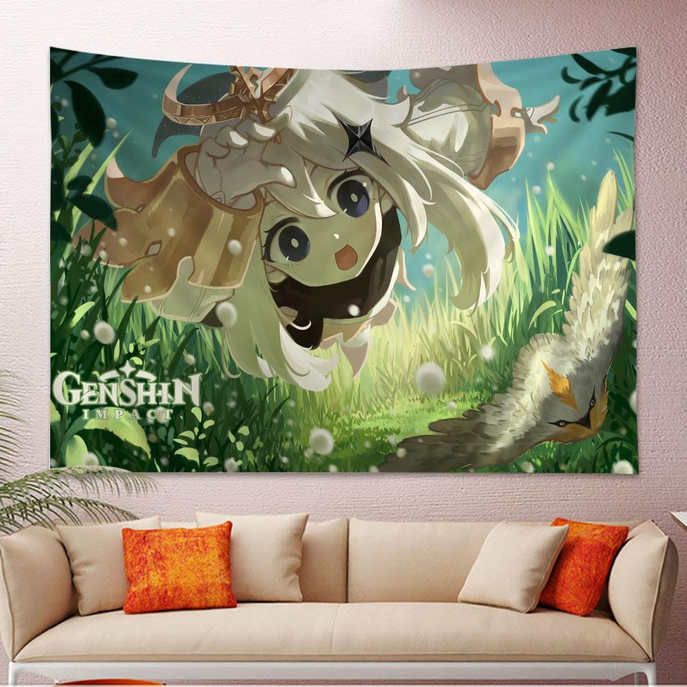Genshin Impact Paimon Hippie Wall Hanging Tapestries Art Science Fiction Room Home Decor Kawaii Room Decor