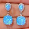 Silver Square Opal Stud Earrings