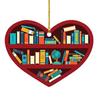 Heart Shaped Christmas Ornament Acrylic Bookshelf Xmas Tree Hanging Decorations 2D Flat Printed Book Gifts for Book Lovers
