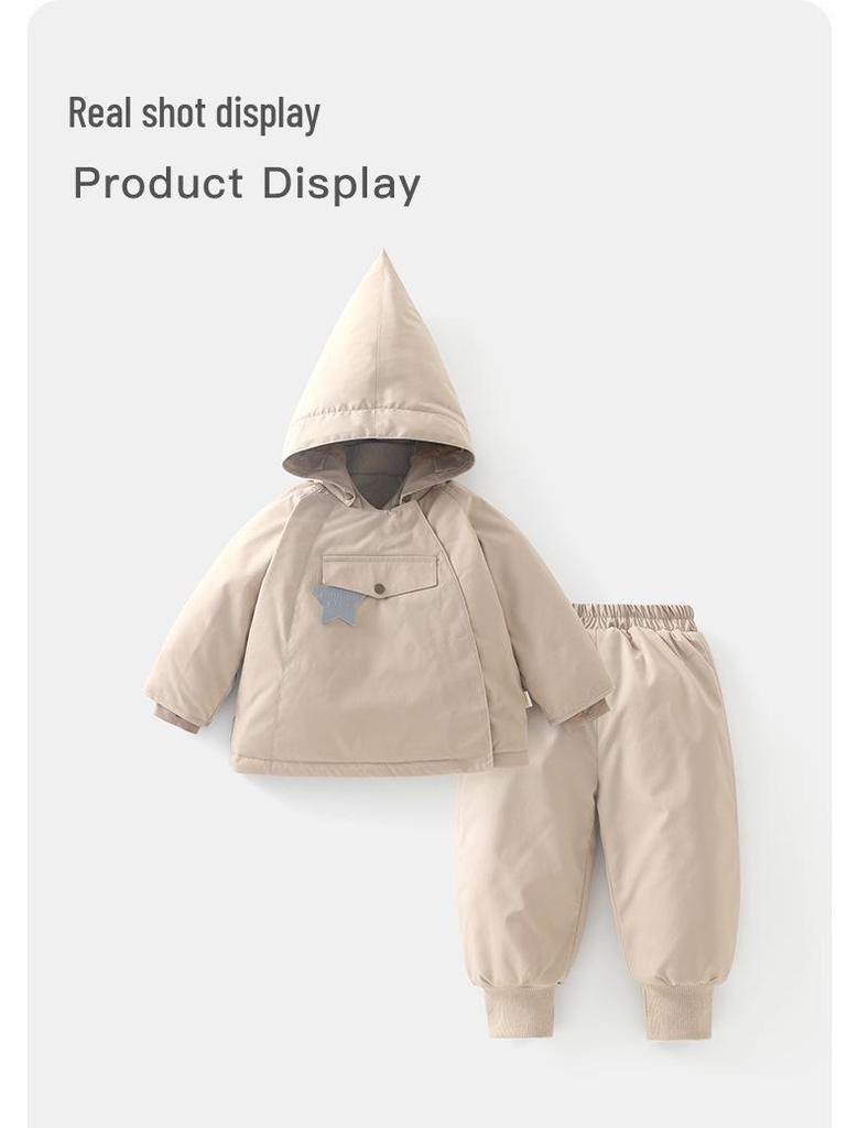 DUUDUU Baby Girl Padded Set: New 2025 Korean Style Cotton Outfit for Toddlers - Autumn/Winter.