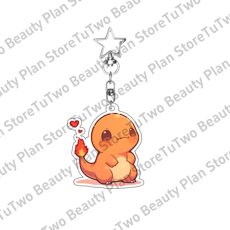 Anime Bulbasaur Squirtle Charmander Cartoon Key Chain Couple Girls Boys Acrylic Backpack Pendant Charm Family Gifts Jewelry Toys