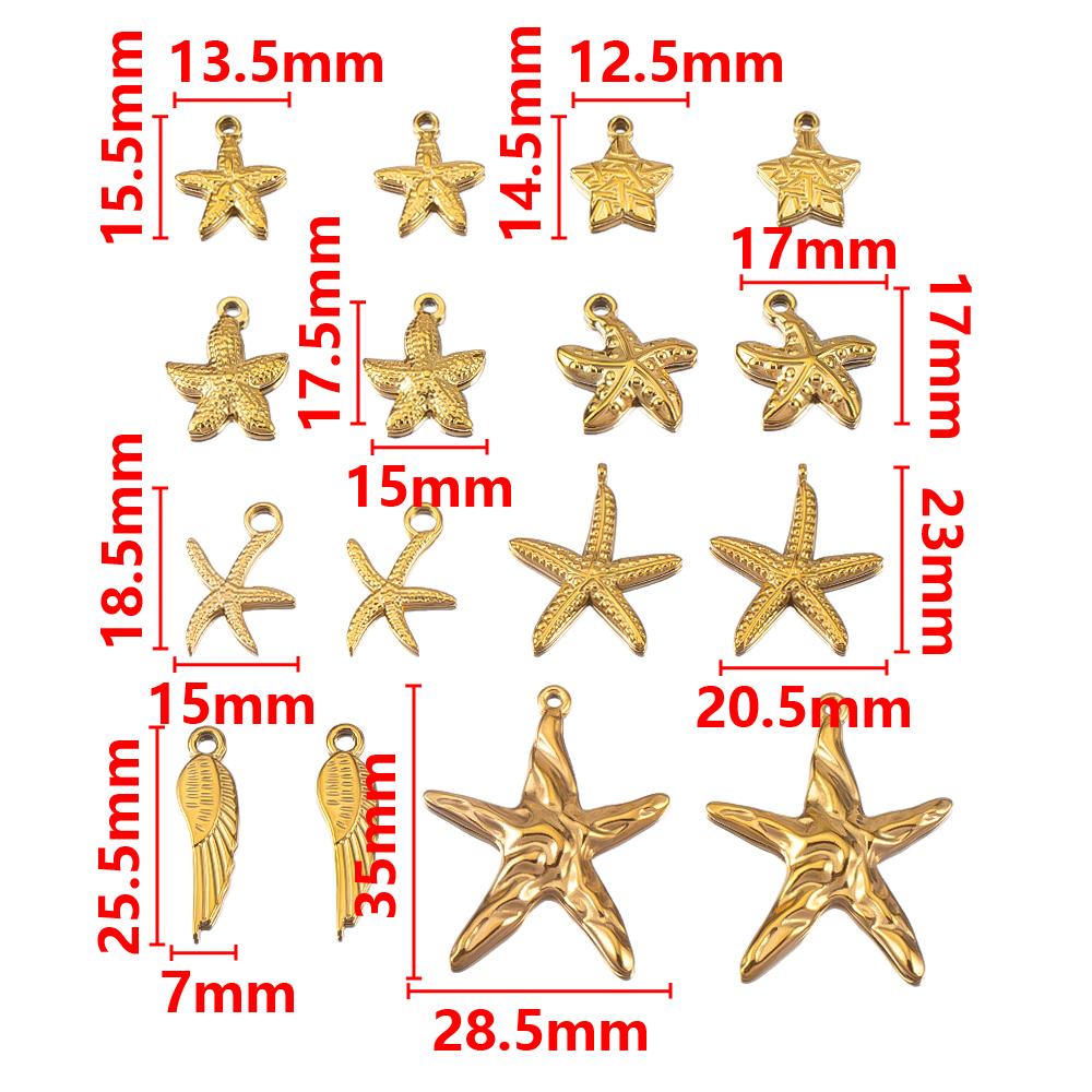 5pcs Stainless Steel Summer Starfish Sea Star Charms for DIY Earring Jewelry Materials Making Pendants Supplies Crafts Wholesale