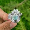 925 Sterling Silver Round Larimar Gemstone Flower Bezel Birthday Ring Jewelry
