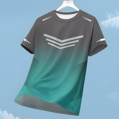 Moda 3d gradiente stampa t-shirt da uomo outdoor corsa fitness sport manica corta top estate casual traspirante abbigliamento largo