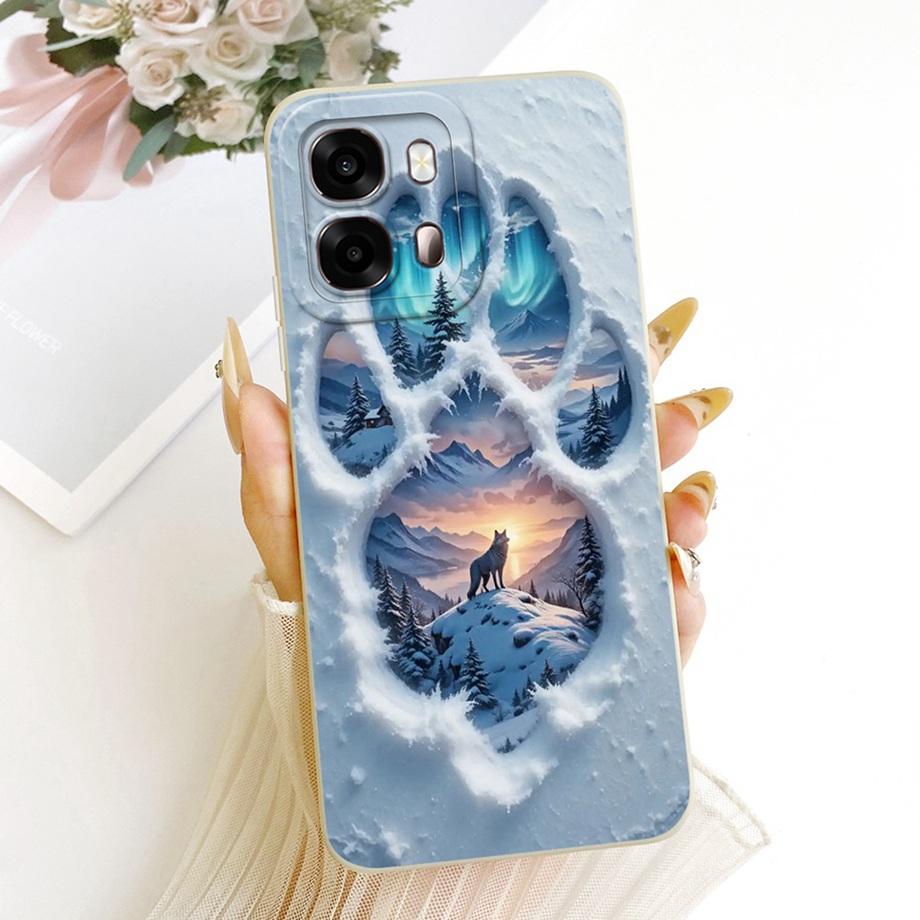 For Oppo A6S 4G 5G CPH2815 CPH2789 Oppo A6 Pro 5G India Phone Case Floral Moon Nigth Bow Pattern Funda Soft Matte Silicone Cover