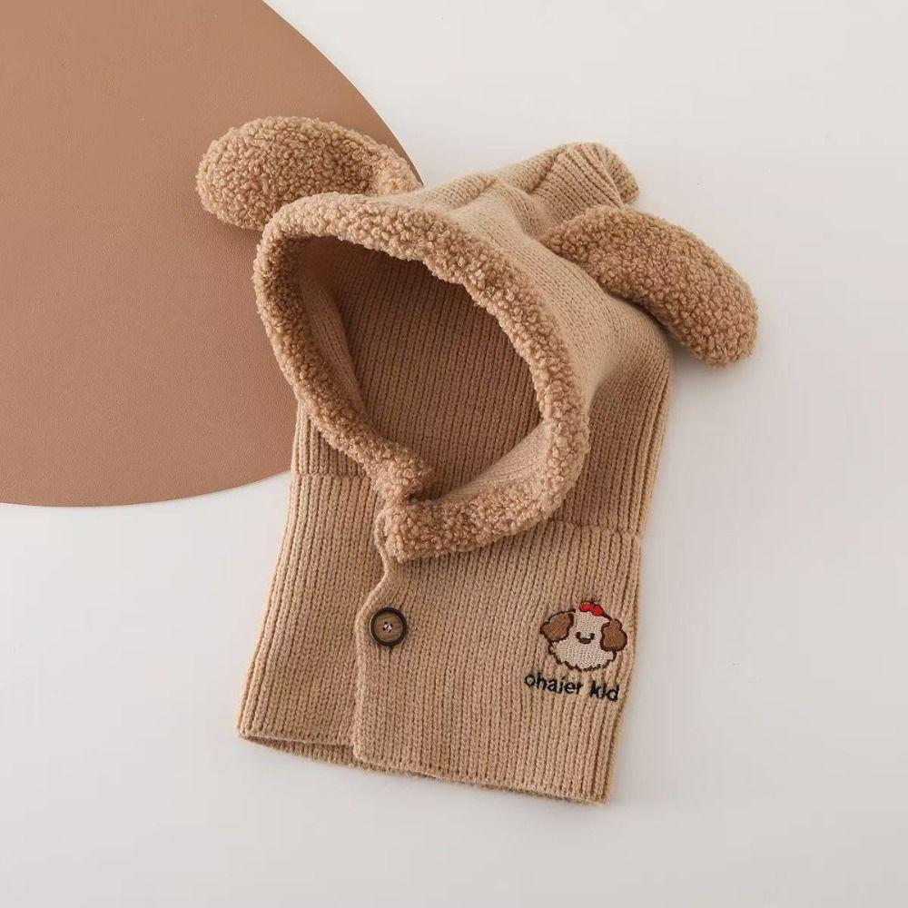 Thick Warm Fall Winter Knit Hat Neck Warmer Cold Proof Hat Cute Infant Knit Hat  For Toddler