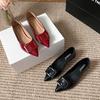 Fashion Delicate Low Heels Shoes Woman Red Japanned Leather Pumps Female Office Work Loafers Brides Tacones Mary Janes Ladies Escarpins