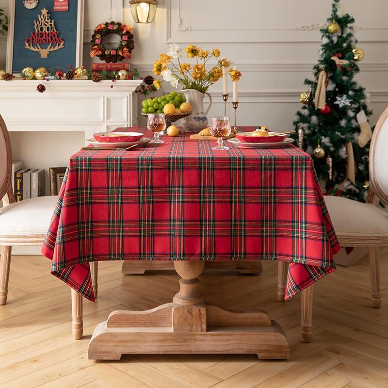 Rustic Plaid Tablecloth Dining Table Christmas Decor Picnic Cafe Home Dcor Cotton Blend