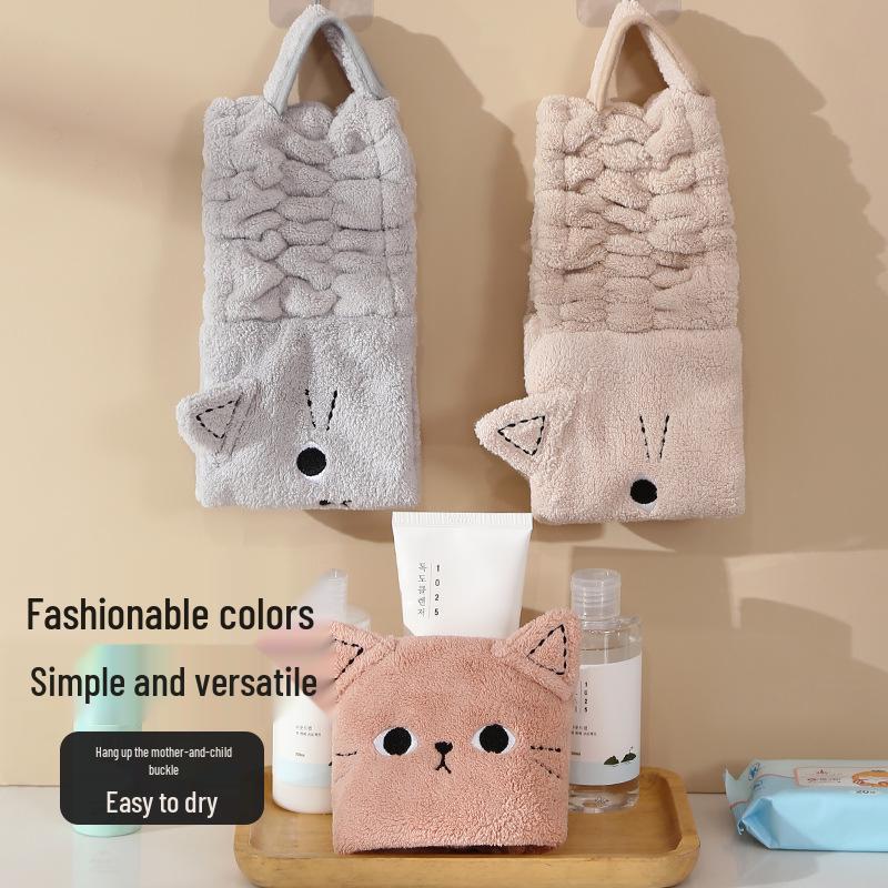 INS Style Cat Ears Face Washing Headband: Cartoon Animal Hair Tie for Girls, Makeup Removal Hair Cover, Coral Fleece Headscarf