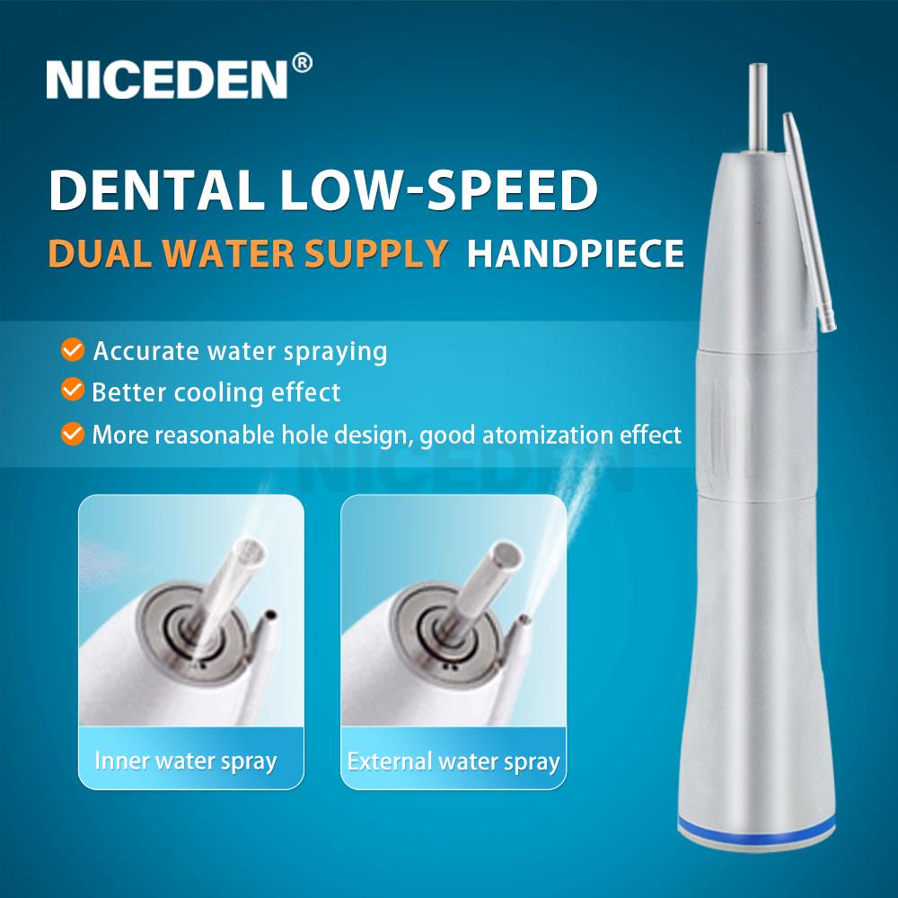 Niceden Dental Blue Ring LED E-type External Water Spray Straight Handpiece Dentistry Tools Low Speed Handpiece
