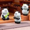 4 Pcs Mini Panda Figurine Miniature Cartoon Panda Sculpture Cute Tiny Resin Animal Statue for Shelf Fairy Garden Decor Funny Gift for Panda Lovers
