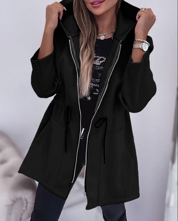 

Women s Military Green Hooded Zip-Up Windbreaker Jacket with Multiple Color Options S чорний