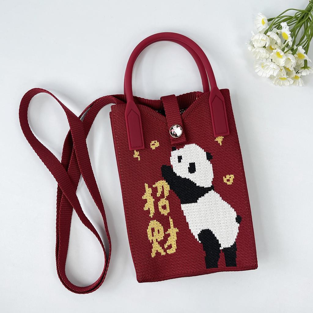 Cartoon Knitted Cell Phone Bag Crossbody Handbag