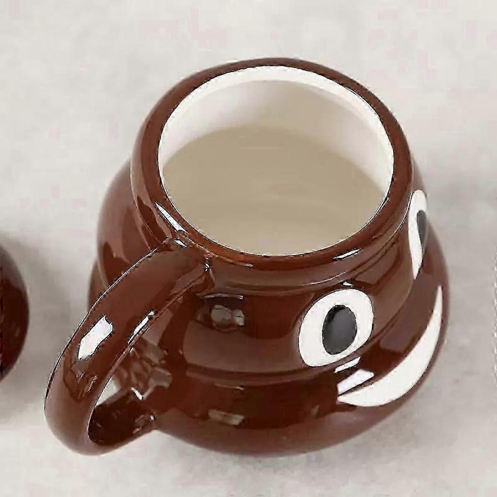 2026 Suitable Poop Expression Coffee Mug, Brown Poop Shape Ceramic Mug with Spoon, Funny and Cute Large Mug, Great Gift for Men and Women