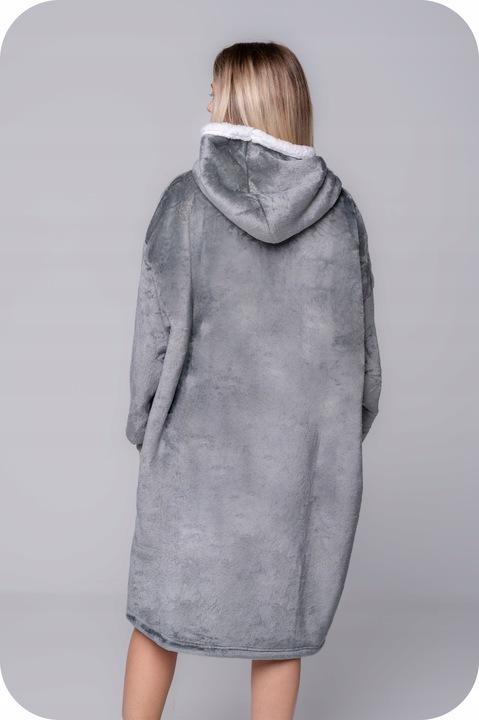 Koc Bluza Oversize Ciepła Gruba Kocobluza 2W1 Xxl Szara Futrzak [Kb-J1]