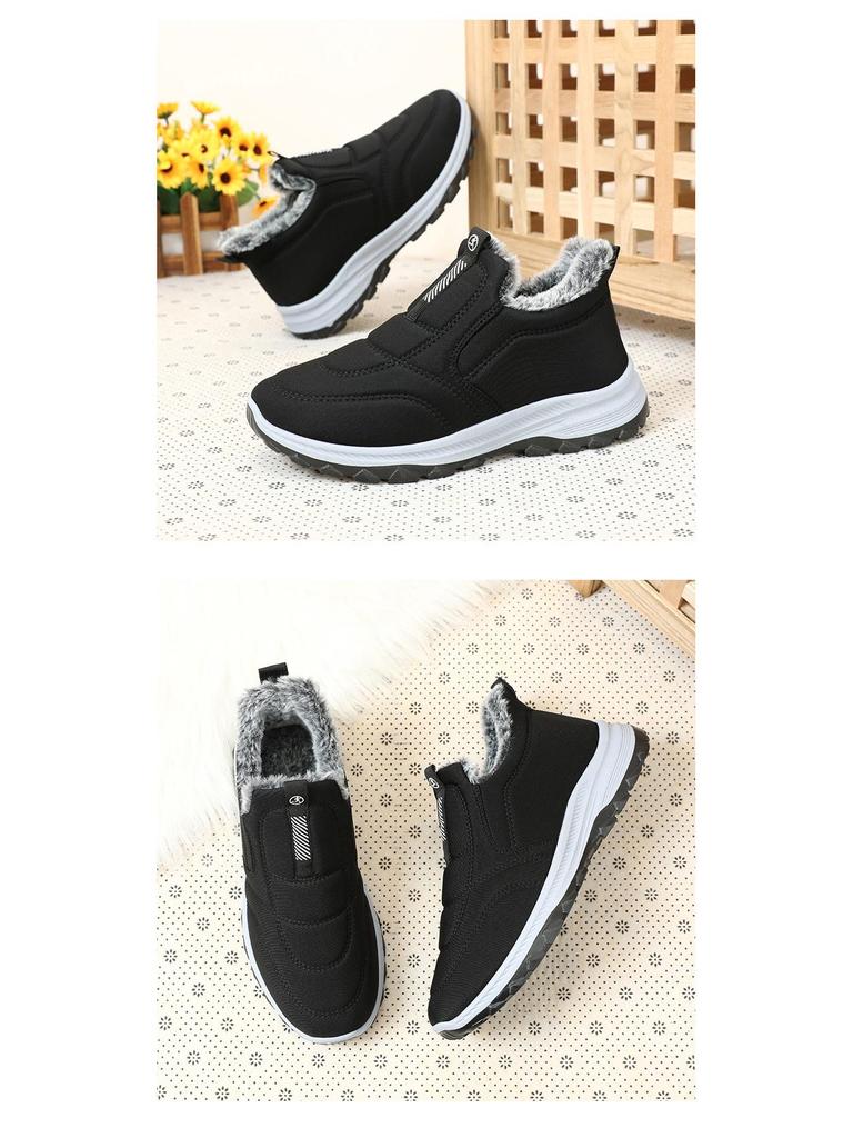 Women's Winter Thick-Soled Cotton Boots with Plush Lining, Warm Plus-Size Option for Couples, One-Piece Design.