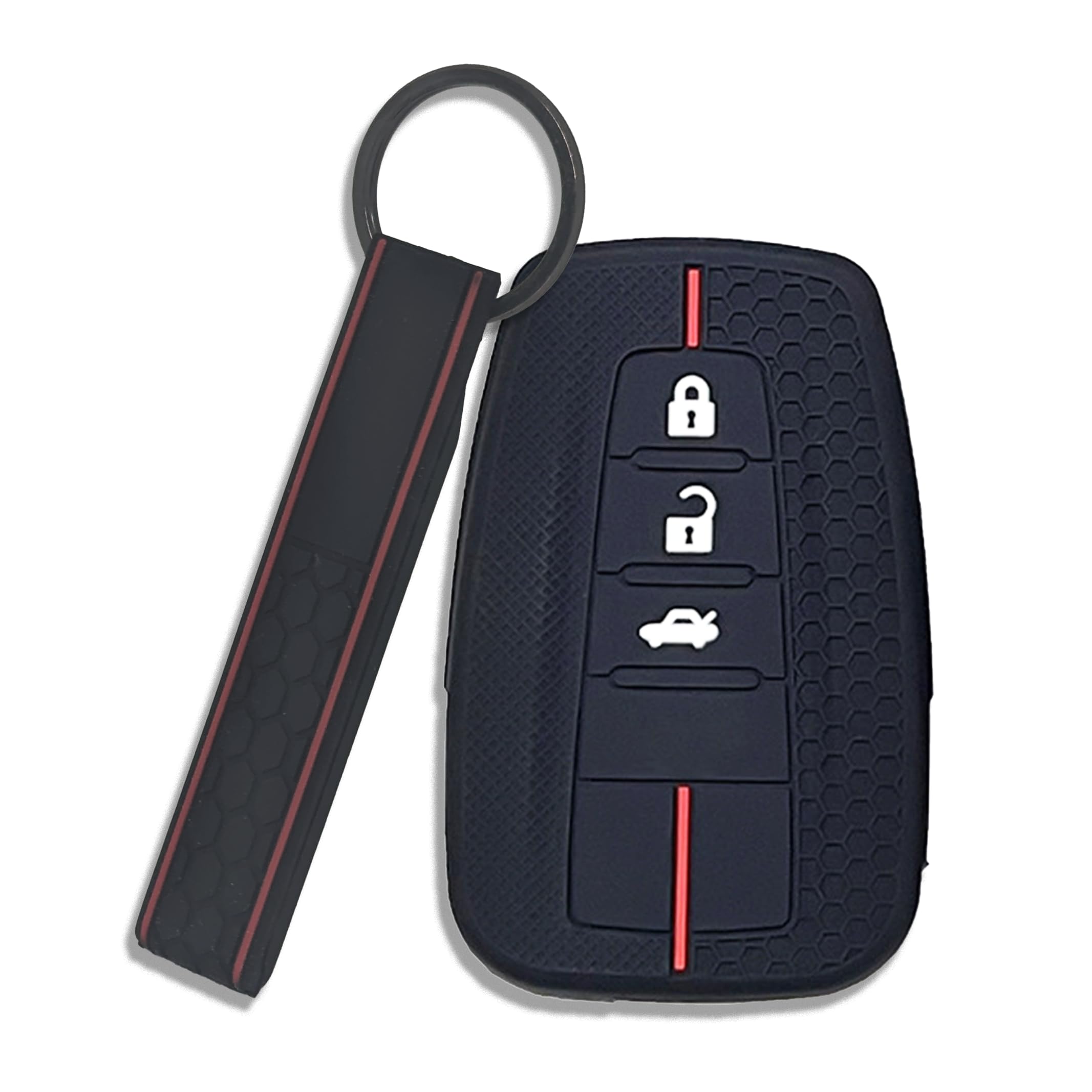 Compatible with Toyota Silicone Red Black Smart Key Case Key
