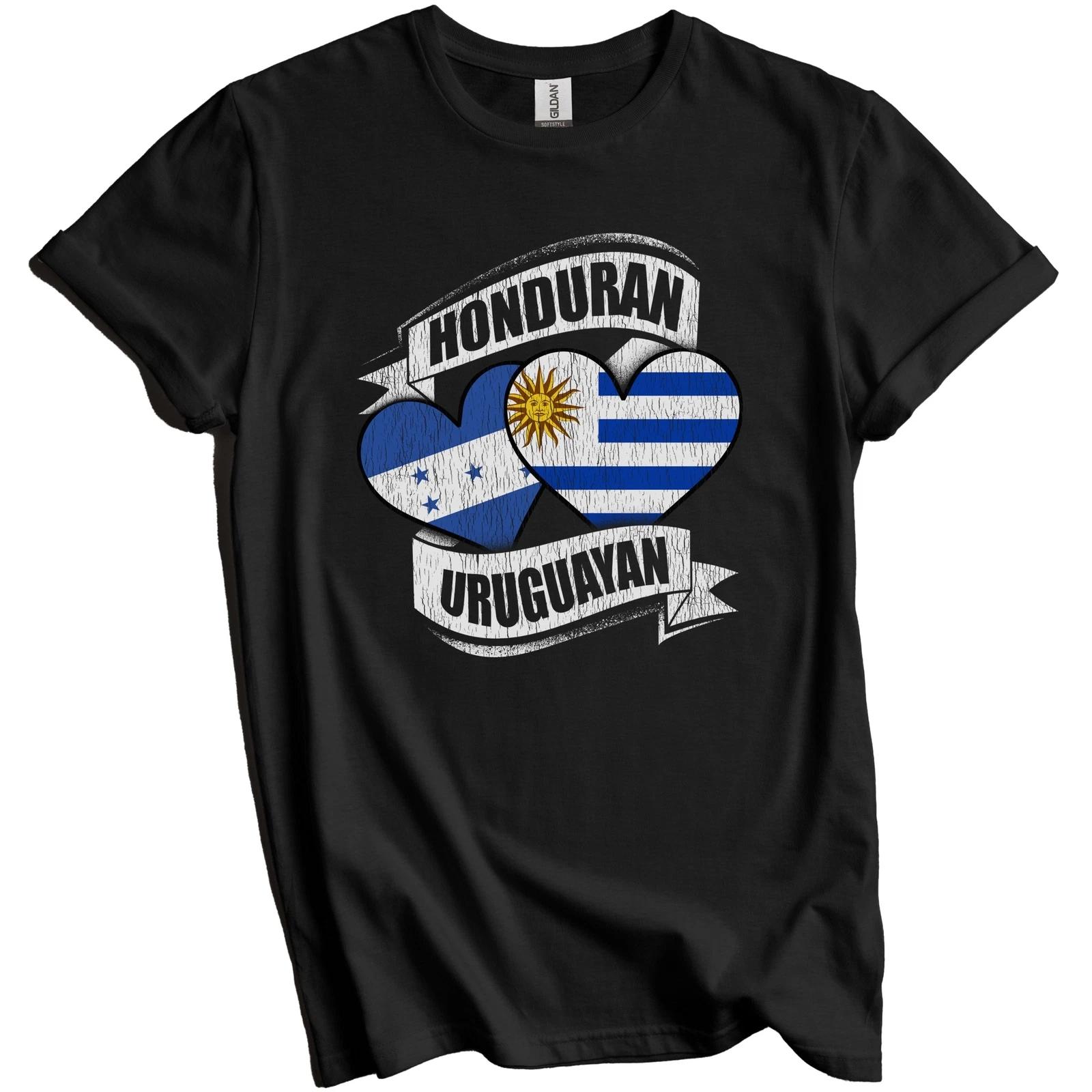 Honduran Uruguayan Hearts Honduras Uruguay Flags T-Shirt S