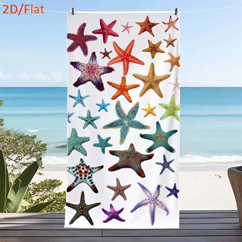 

1pcs Colorful Starfish Beach Towel, Cute Sea Star Print Oversized Bath Towel, Soft Quick Dry Summer Pool Blanket W30*H60(CM)