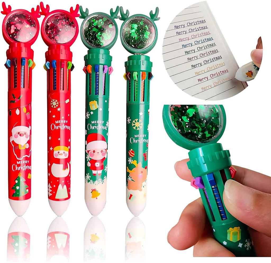 Elementary School Elk Merry Christmas Ten Color Pen Christmas Ballpoint Pen Stationery Santa Claus