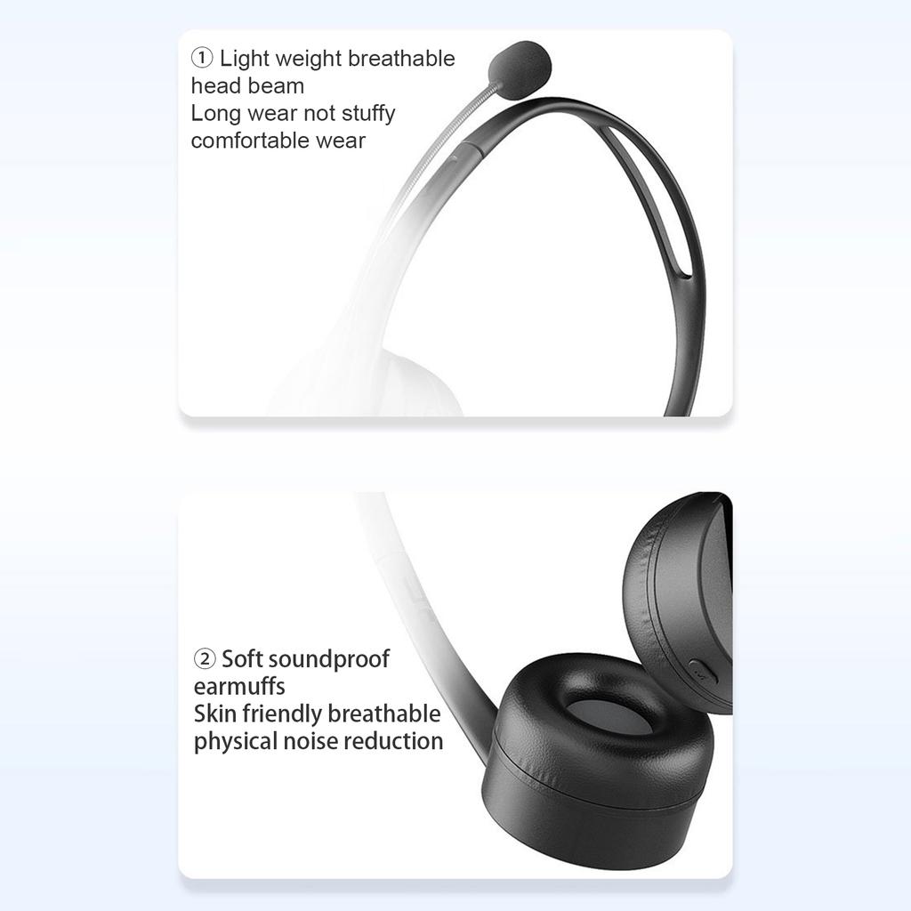Wireless Headset with Microphone Noise Cancelling Wireless Headset for Work Home/Office/Call Center/PC/Computer/Laptop