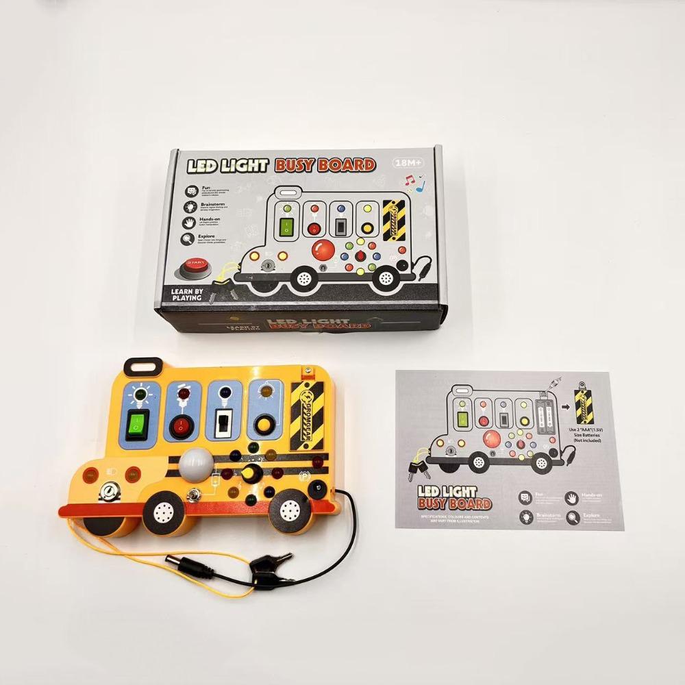 

With Lights Switches LED Car Switch Toy Realistic Engine Sounds Interactive School Bus Learning Toy
