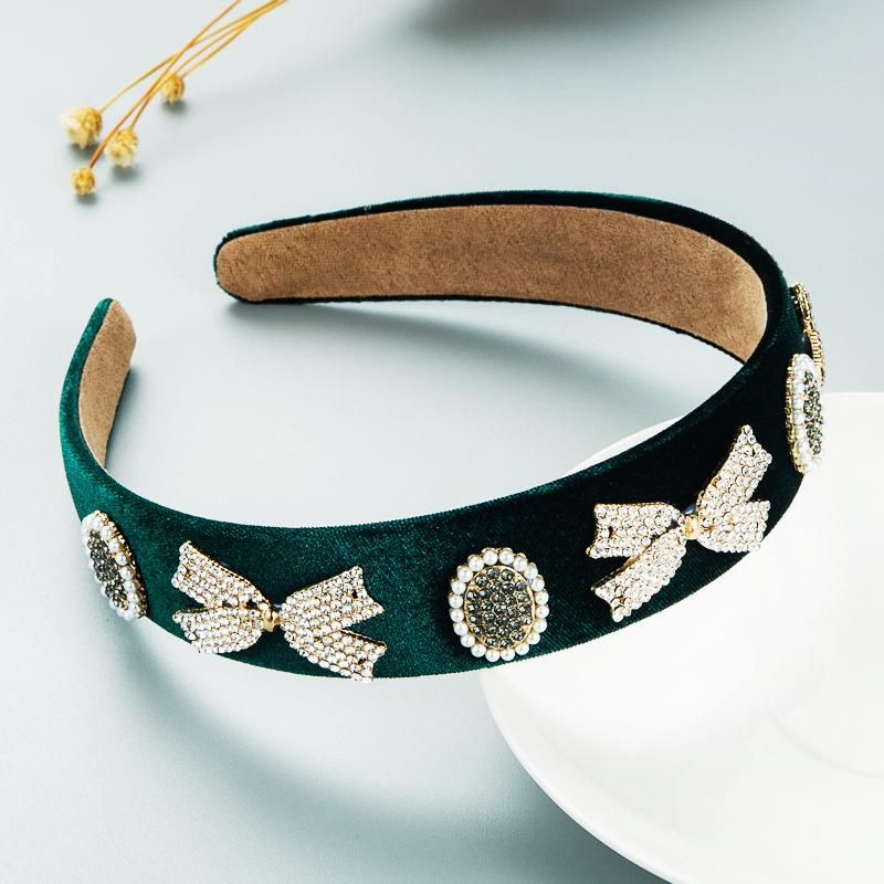 Women's Hairband Baroque Bow Pearl Flannel Shampoo Headband Go Out Sweet Hair Hoop Sponge Headwear