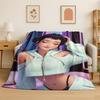 Kpop Demon Hunter Rumi Mira Zoey Cartoon Group Flannel Blanket Soft Warm Throw Blanket for Bedroom Living Room Bed Travel Gift