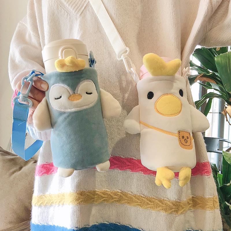 NEW 1Pcs Portable Cartoon Water Bottle Cover Case Winter Plush Insulated Bag Cup Pouch Vacuum Glass Cup