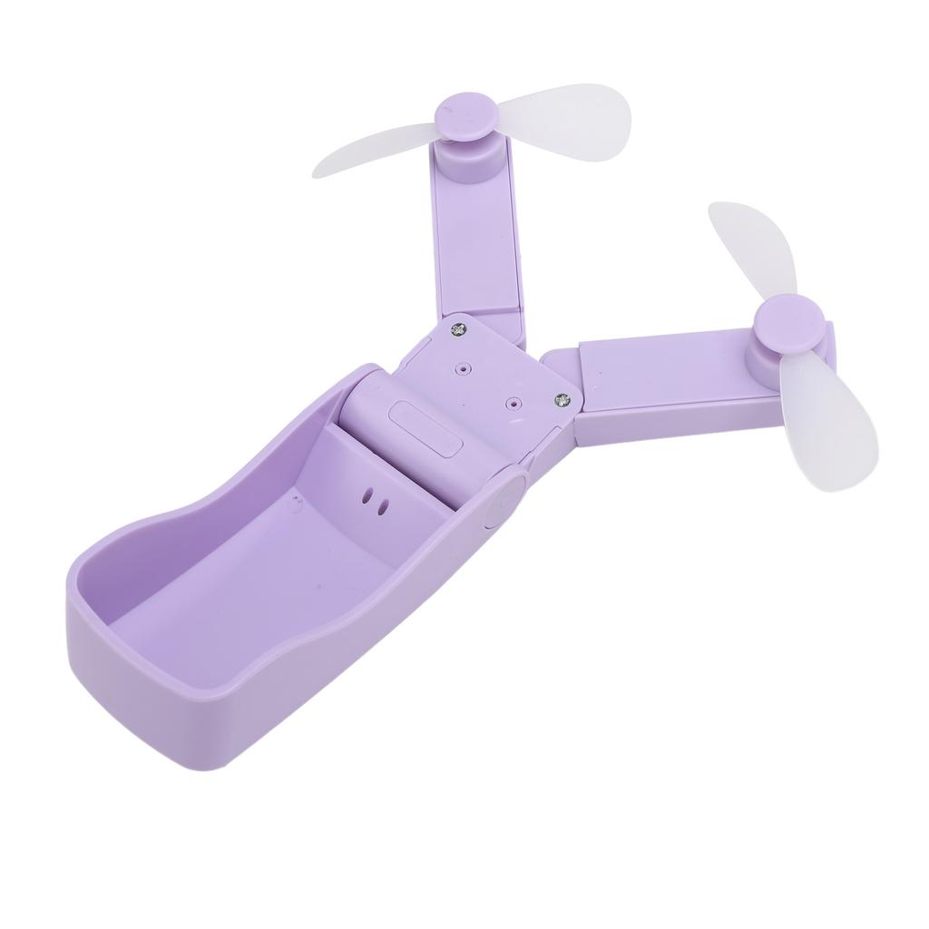 Dual Head Foldable Fan Portable Handheld Fan USB Rechargeable 3 Speeds Strong Wind Quiet Mini