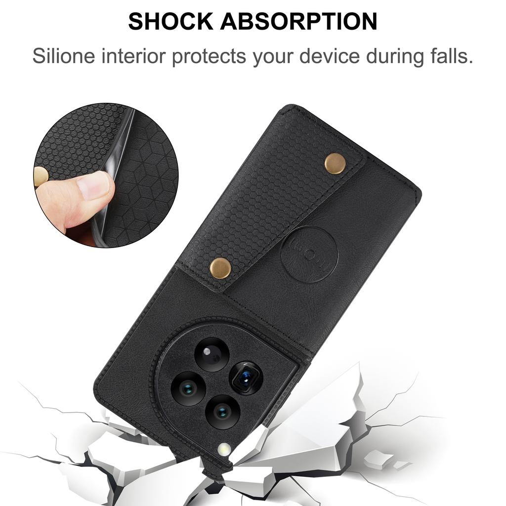 For OnePlus 12 5G Phone Case with Card Slots Magnetic Car Mount Phone Cover