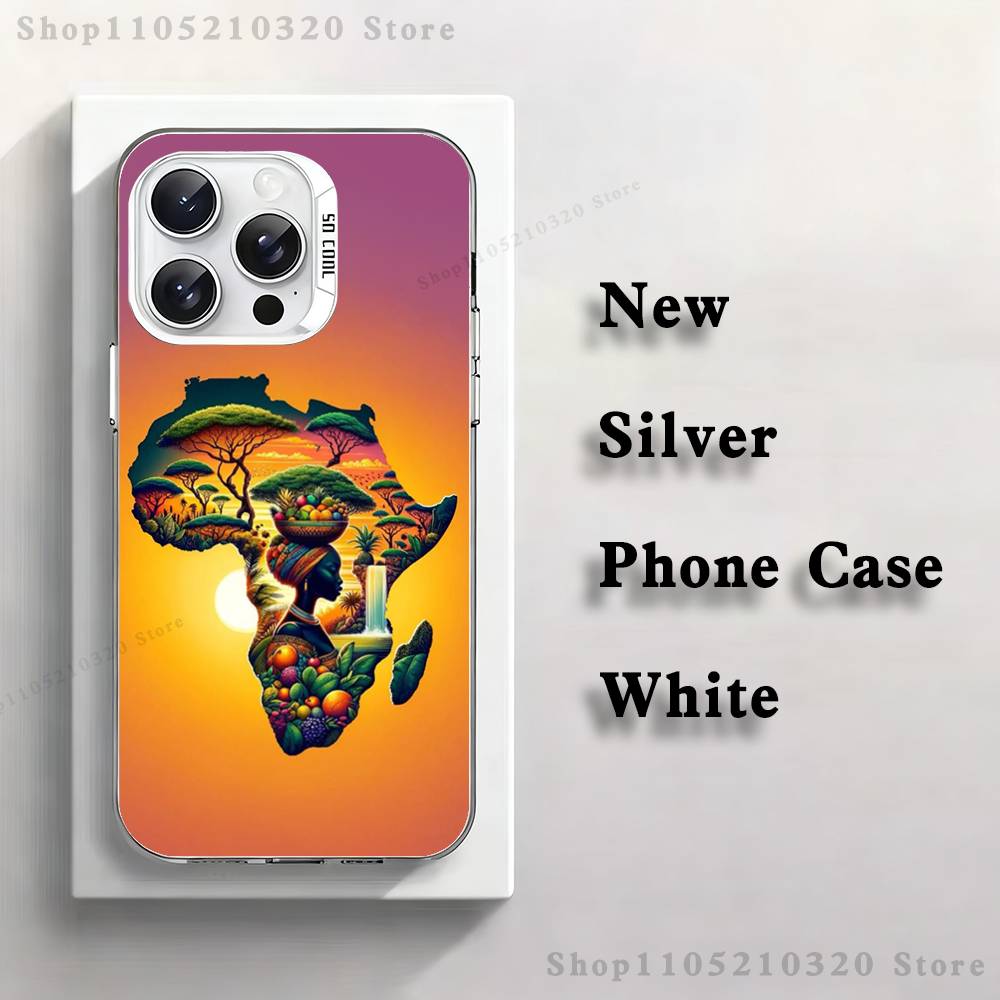 

Africa Map Art Phone Case For iPhone 17,16,15,14,13,12,11,Pro,XS,Max,Plus,Mini,SE4,E white Matte Shockproof Cover iPhone12PROMAX