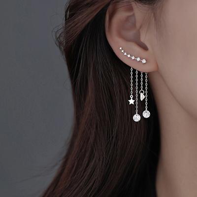 Orecchini pendenti con nappa a stella in argento sterling 925 per donna, orecchini pendenti divisibili con zirconi cubici, gioielli da festa, nuovo