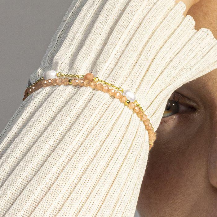 Bracelet - Athat - Alliage Plaqué Or Jaune 18 Carats - Zircone Champagne - Taille Unique - Orange