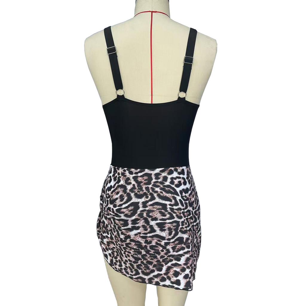 Spring and Summer Women's Sexy Bikini Slim Fit Dress Swimsuit with Printed European and American One-piece Swimsuit