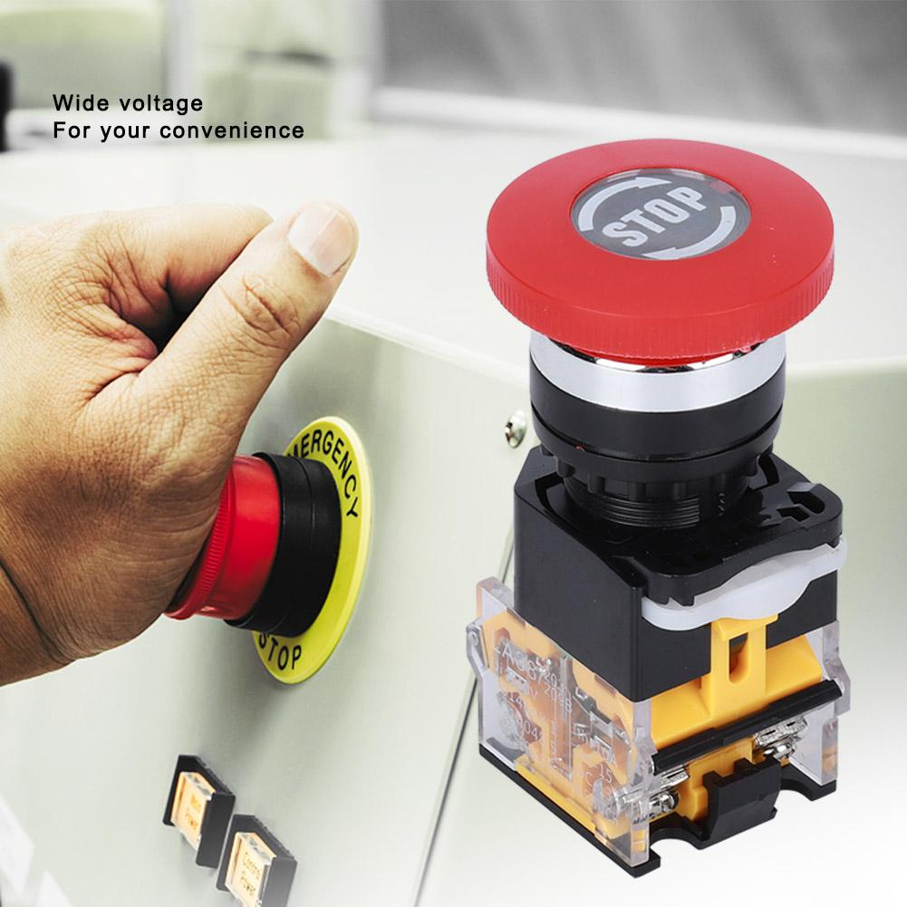 3PCs Emergency Stop Push Button On Off Industrial Accessory Engineering Plastic 440V 10A 22mm