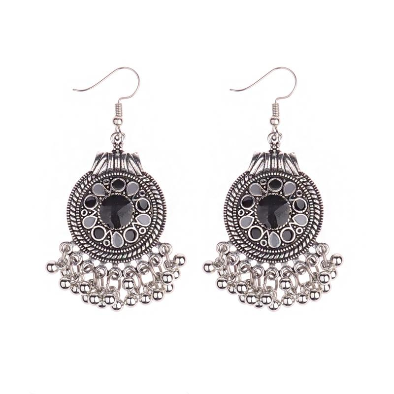 TopHanqi Indian Earring For Women Antique Ethnic Copper Color Small Bells WaterdropTassel Earrings Turkish Tribal Gypsy Zircon