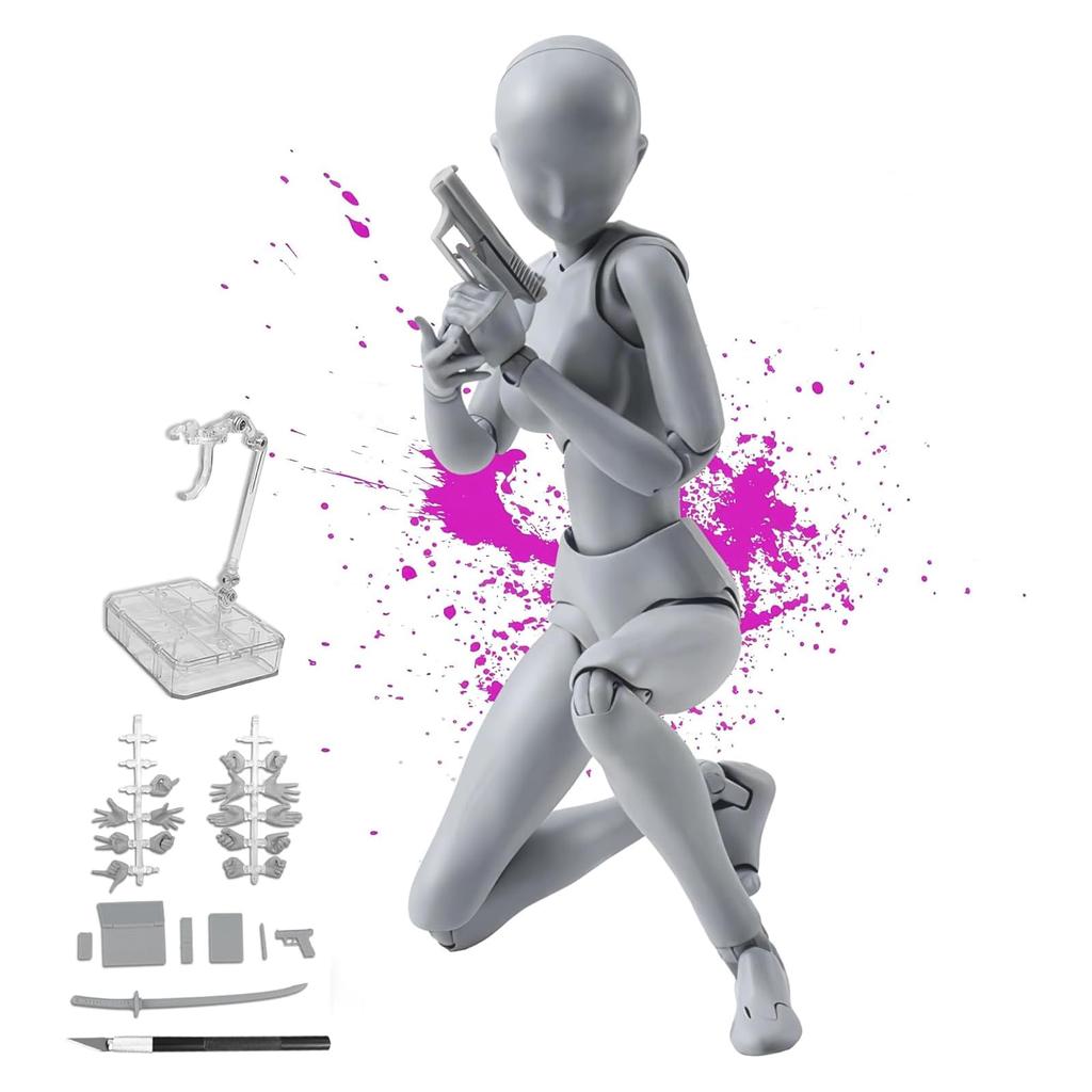 Fish Fairy Drawing Movable Joint Figure with Changeable Muscular Storage Case Ideal for Painting Art and Props & Doll, Male/Female, Gestures, Body,