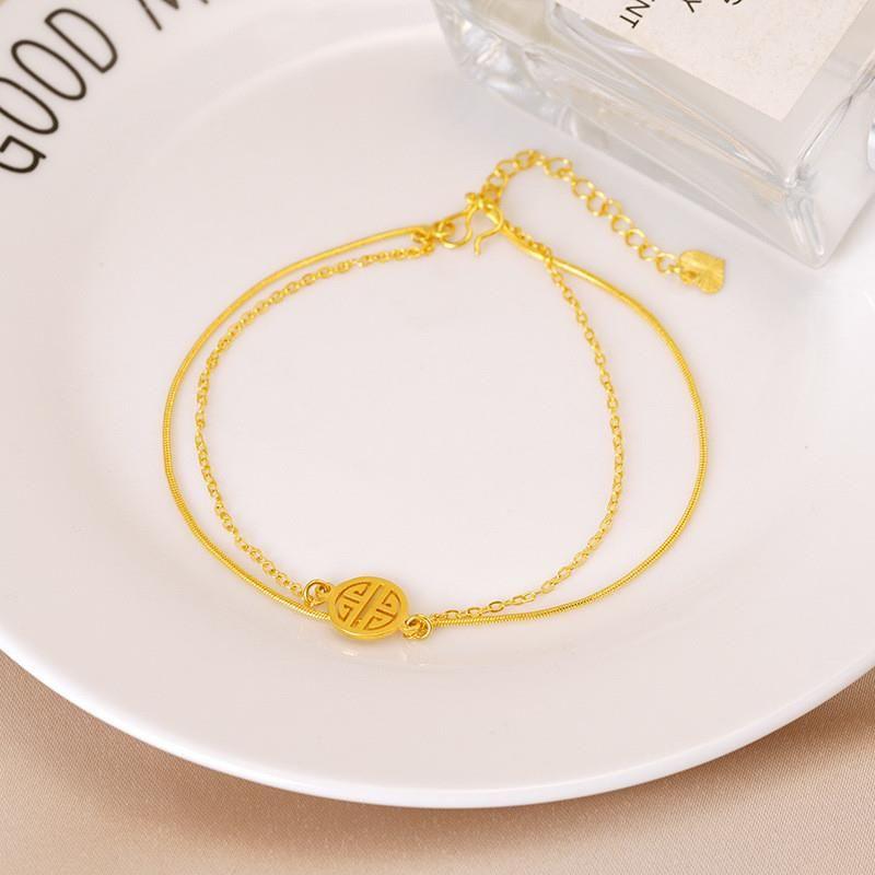 

Вьетнам Золото Чистое Песок Круглый Браслет на Ногу Женский Настоящий Товар Искусственное Золото Ретро 2024 Новое Поступление Нишевые Аксессуары Не Тускнеет Easiest for match anklet QJL2002