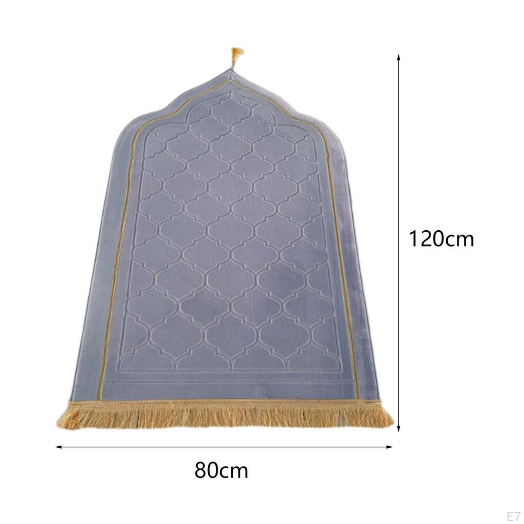Islamic Prayer Rug Travel Portable Home Floor Embossing Worship Kneel Carpet