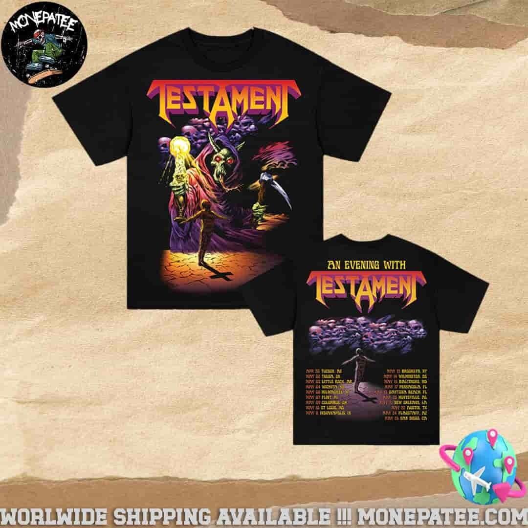 SALE!! Testament Perilous Nation 2026 Tour Merch Two Sided Unisex T-Shirt XL