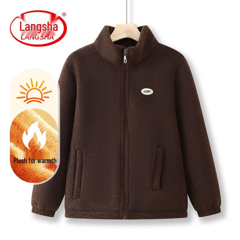 LangSha Women s Plus Velvet Stand Collar Warm Jacket 3XL
