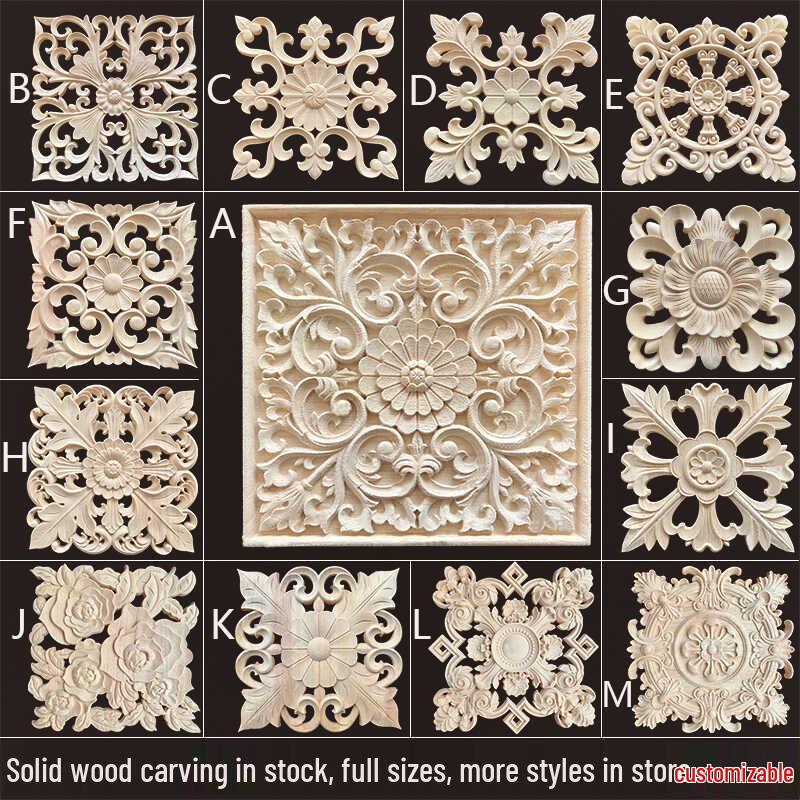 Среднеевропейская квадратная аппликация-декор в виде римской колонны из массива дерева Model G 10cm