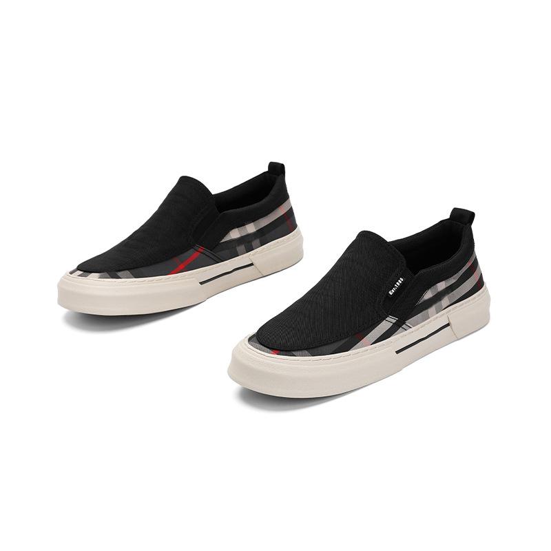 Fashion Men's Autumn Casual Shoes Fashion Comfortable Low Cut Slip On Flat Sole Canvas Leather Sneakers