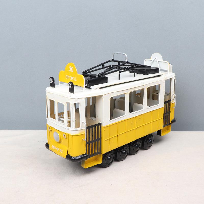 

Vintage Blue and White Rail Transit Model with Number 30,Durable Metal European Style Bus Bar for Home, Living Room, or Bar Decor, Model Train Bus жёлтый