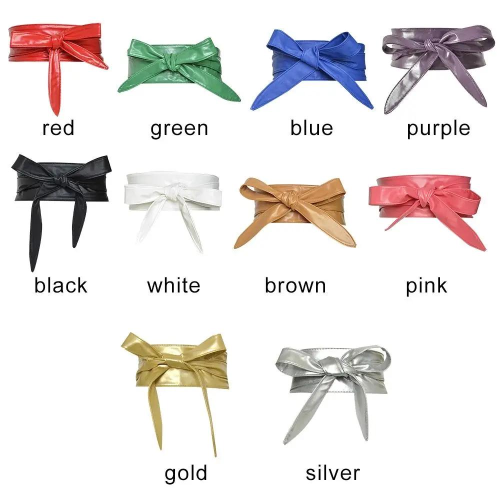 Luxury Slim Fit Simple Wrap Bowknot Leather Belt Ladies Dress Cummerbands Wide Waist Band Corset Waistband