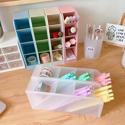 Portapenne Scatola portapenne salvaspazio in plastica per strumenti di trucco di grande capacità per la casa