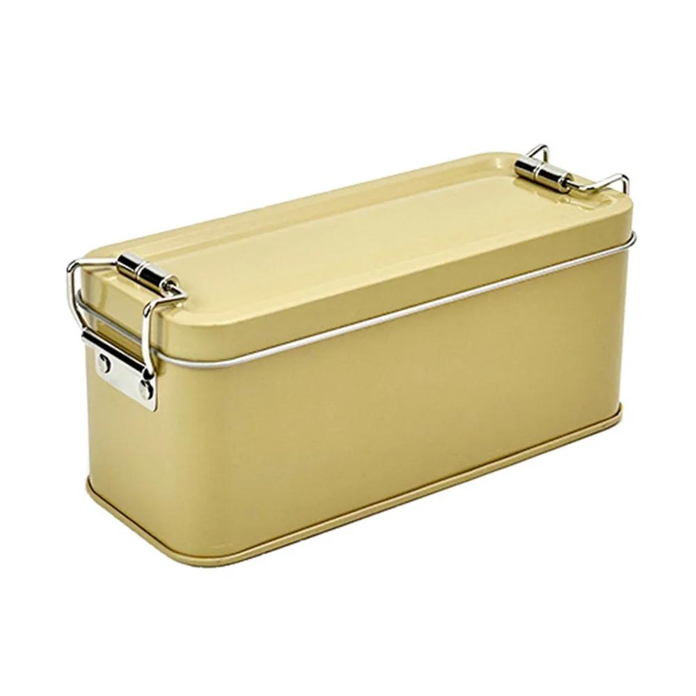 New With Lid Tinplate Box Durable Material With Buckle Rectangular Iron Box Rectangular Shape High Quality Iron Box Food Storage